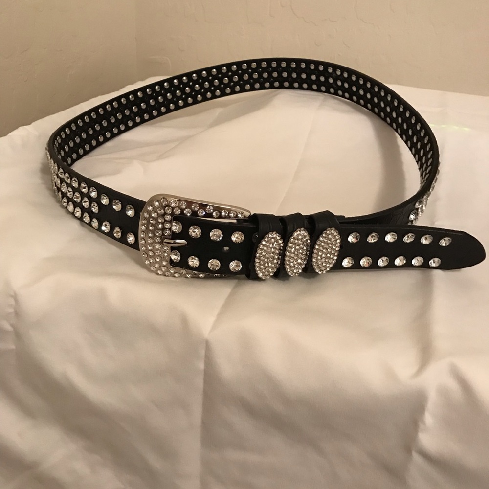 Bling leather belt